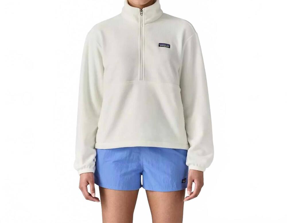 NEW PATAGONIA micro d 1/2-zip fleece pullover sweatshirt in birch white